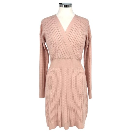 Lucky Brand Blush Cable Knit Sweater Dress Pink Size Petite Medium NWT - Picture 1 of 13